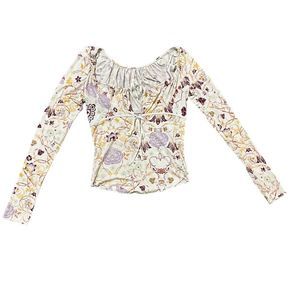 Free People Make it Easy Floral Print Long Sleeve Top Medium NWT